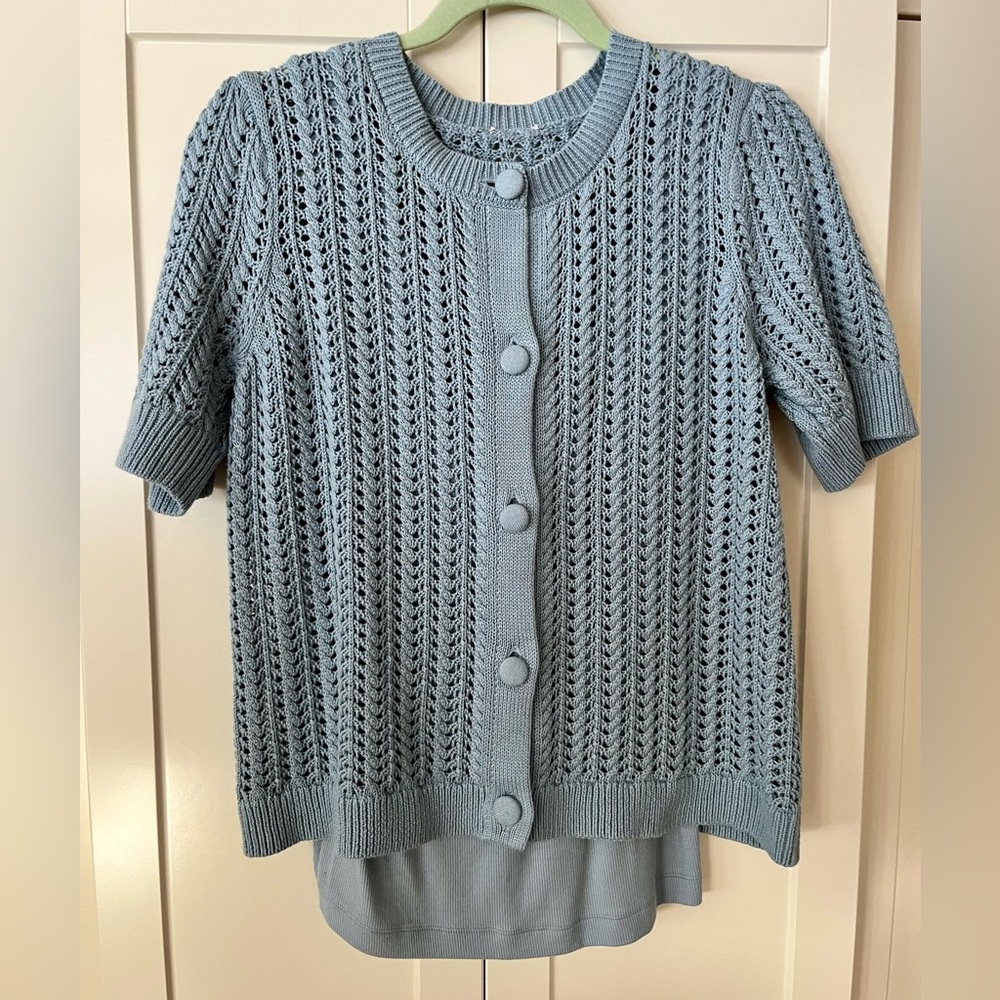 CAbi Spring 2023 combo: Doris Cardigan and Busy Tank ~ size small